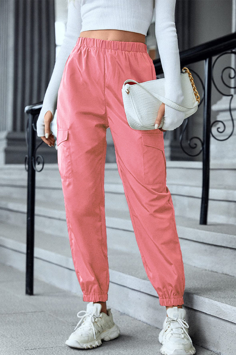 Casual Street Solid Pocket Regular High Waist Pencil Solid Color Bottoms