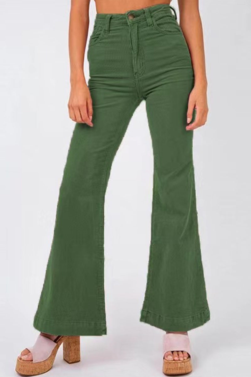 Casual Street Solid Solid Color Regular High Waist Speaker Solid Color Bottoms