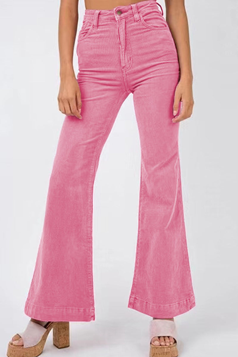 Casual Street Solid Solid Color Regular High Waist Speaker Solid Color Bottoms