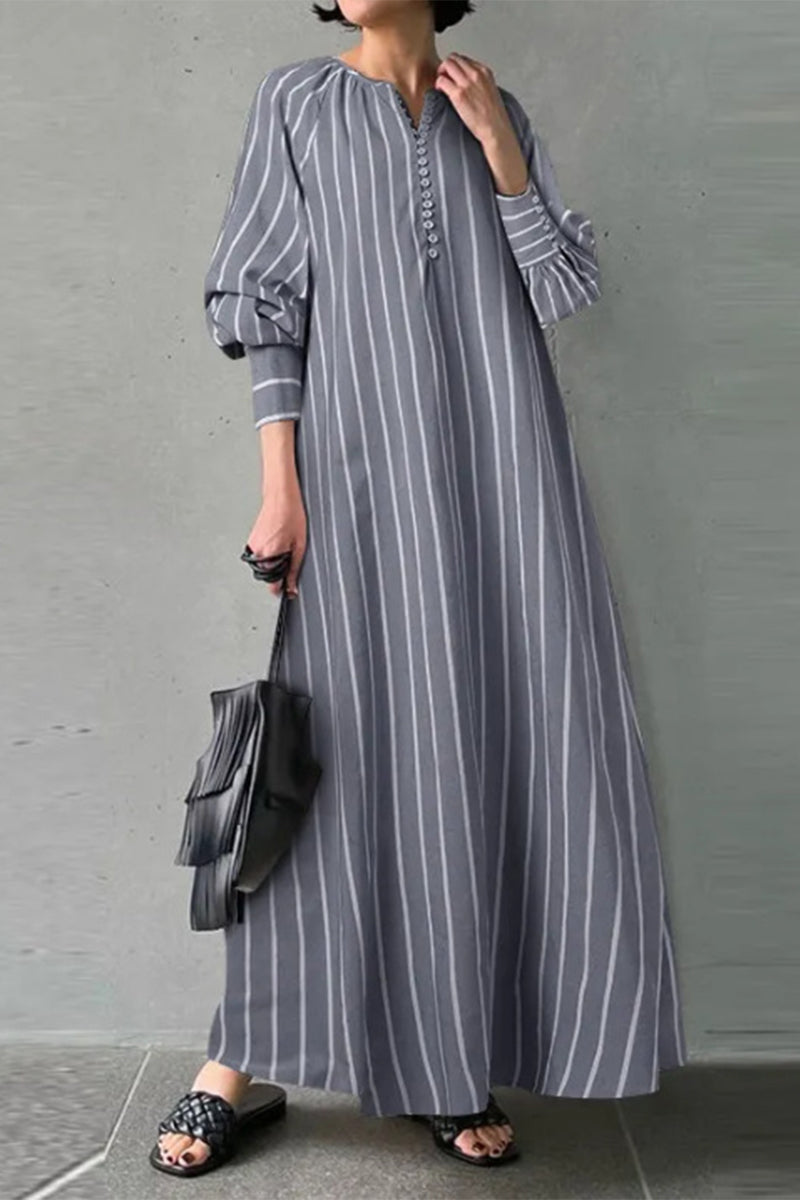 Casual Simplicity Striped Patchwork O Neck A Line Dresses(3 Colors)