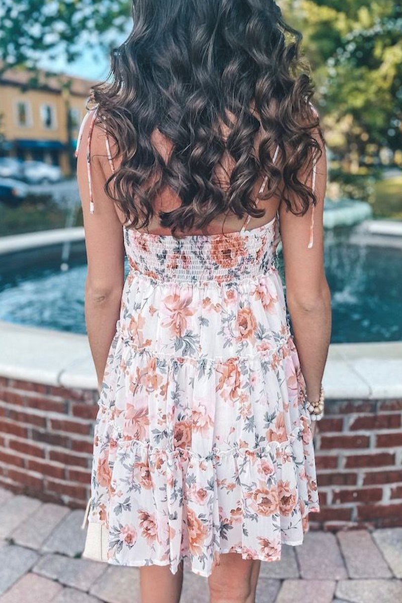 Sexy Bohemian Floral Backless U Neck Sling Dress Dresses