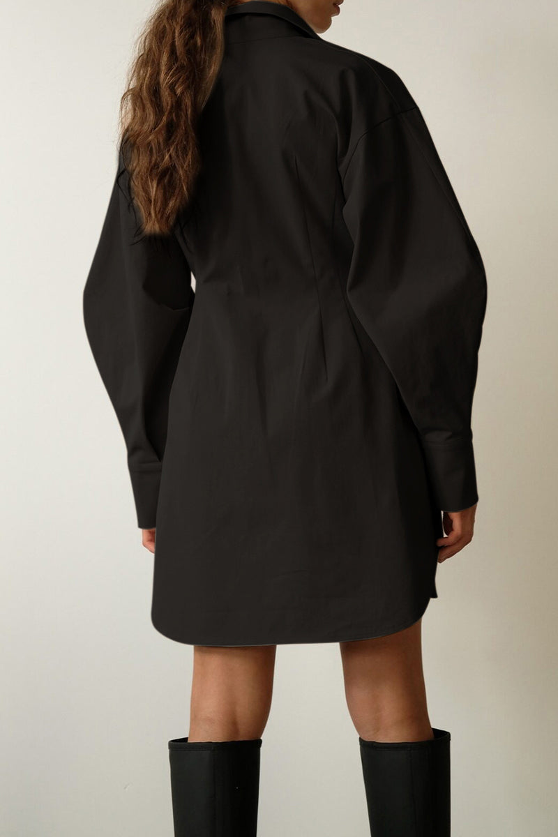 Casual Elegant Solid Patchwork Turndown Collar Shirt Dress Dresses