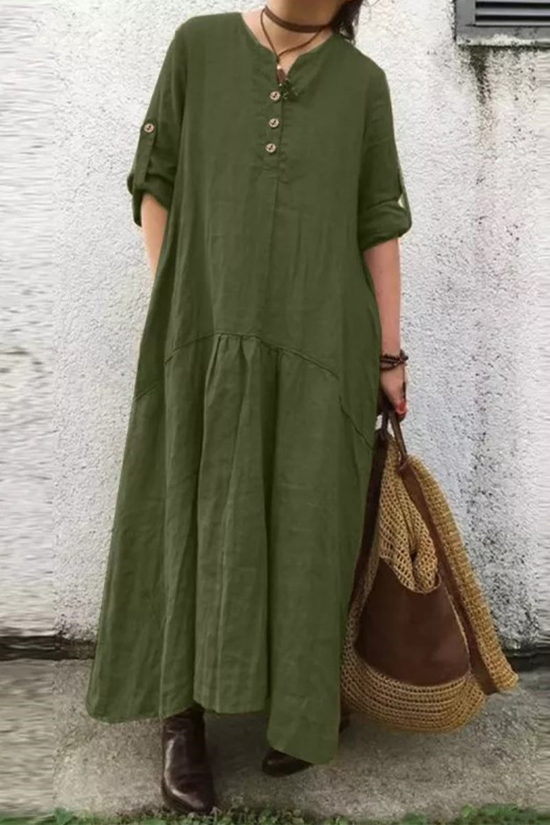 Casual Solid O Neck Shirt Dress Dresses