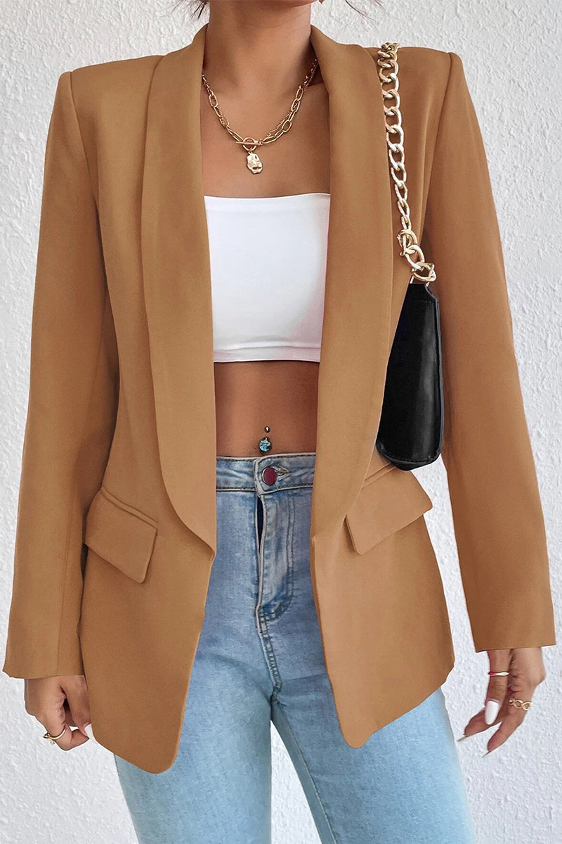 Work Solid Pocket Turn-back Collar Outerwear