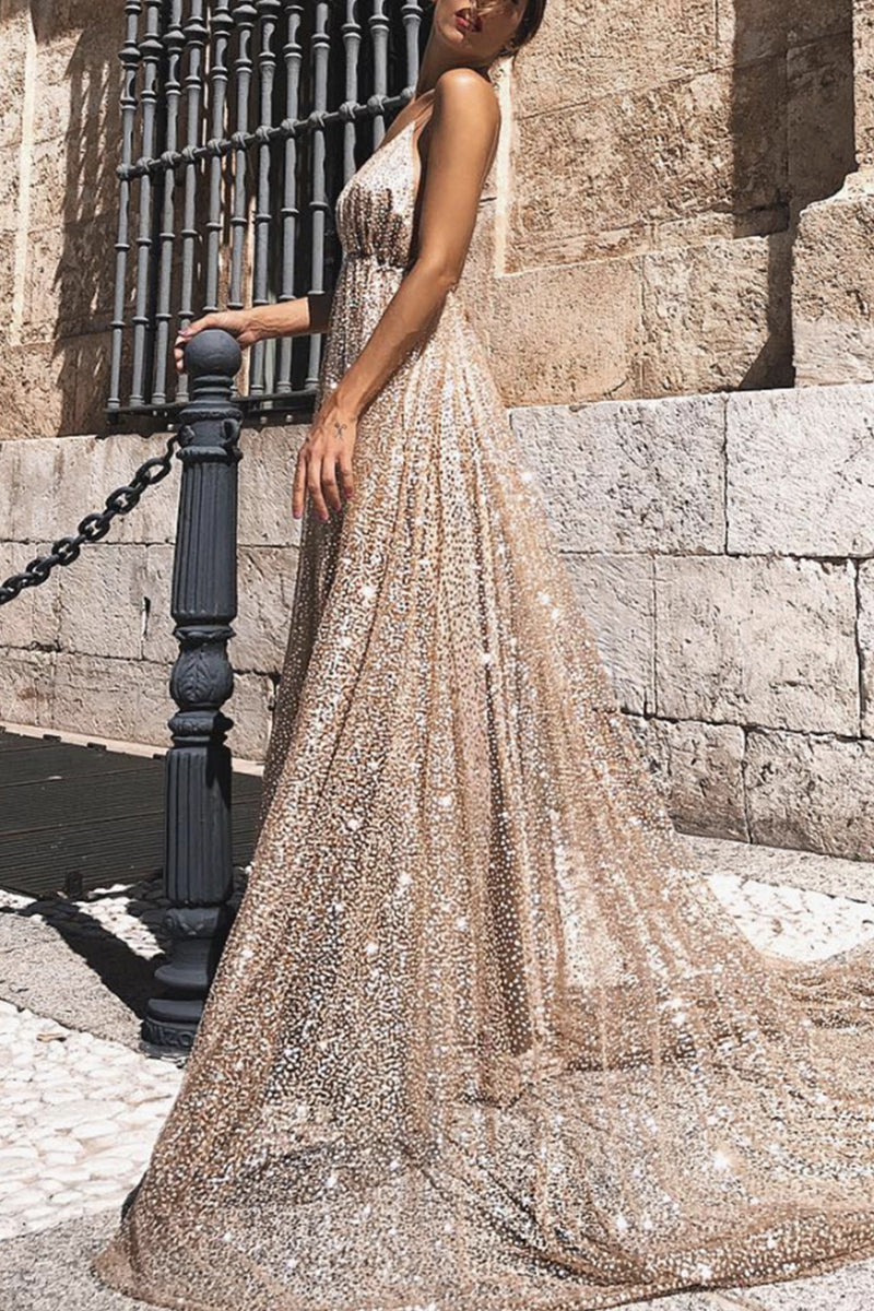 Sexy Solid Contrast V Neck Sling Dresses
