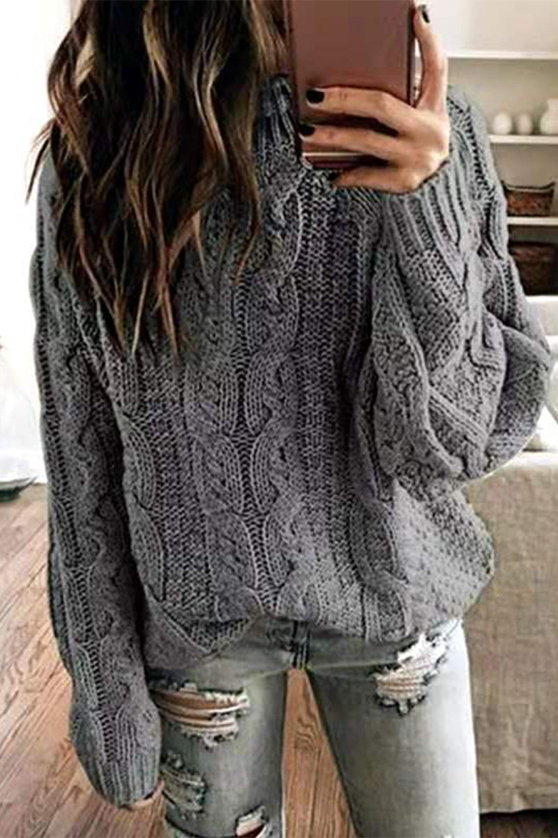 Casual Simplicity Solid Patchwork O Neck Sweaters (3 Colors)