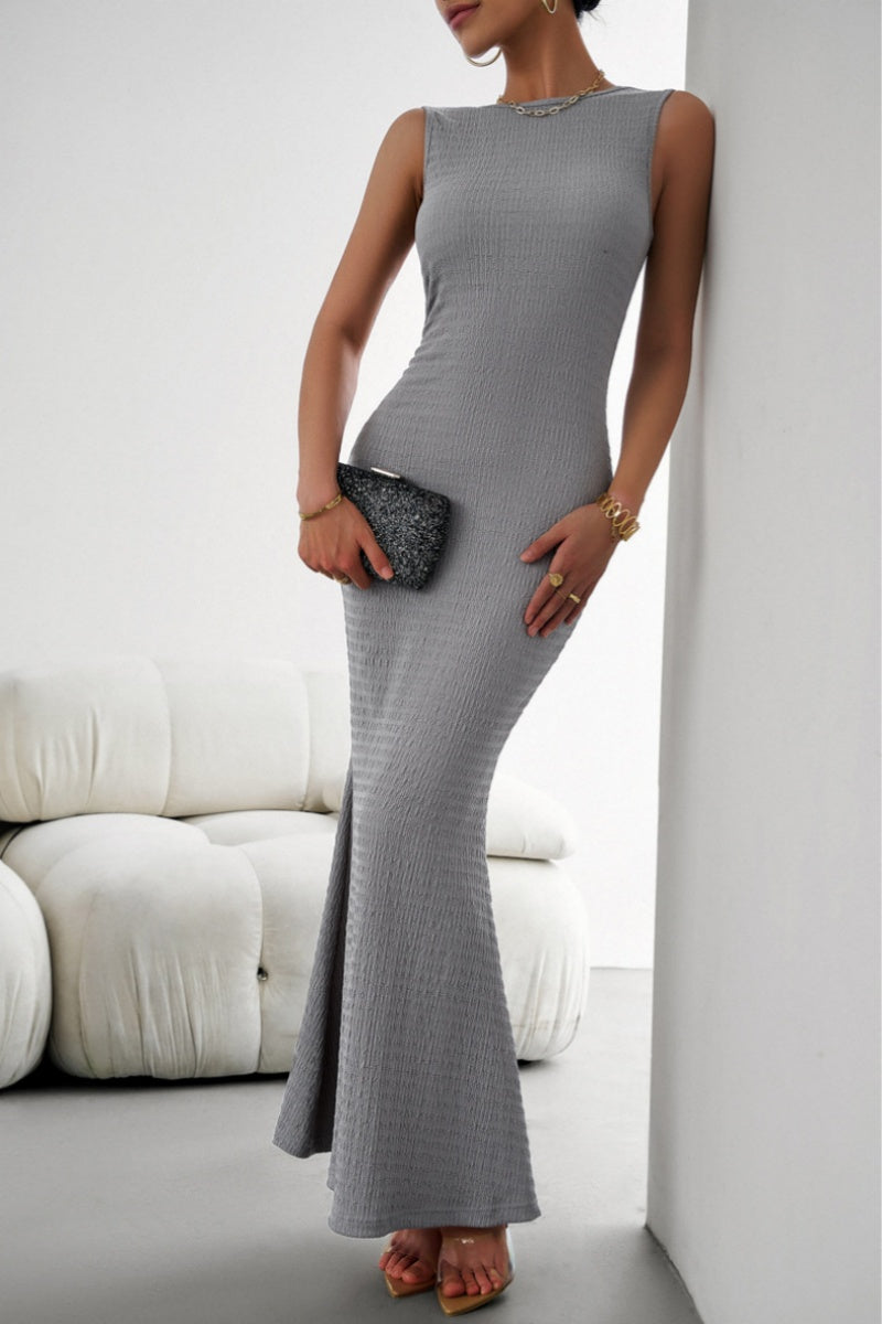 Casual Solid Basic O Neck Long Dresses