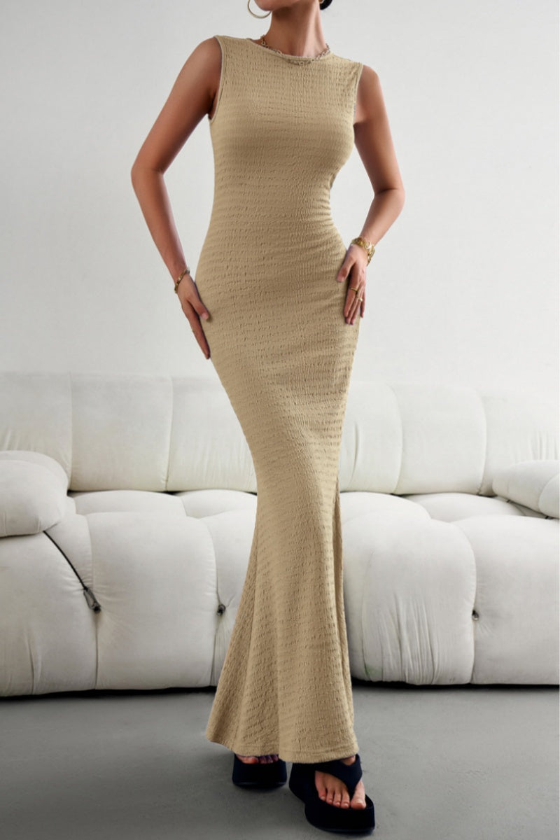 Casual Solid Basic O Neck Long Dresses