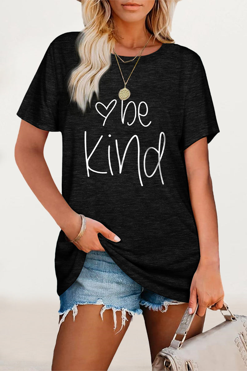 Casual Letter Print O Neck T-Shirts