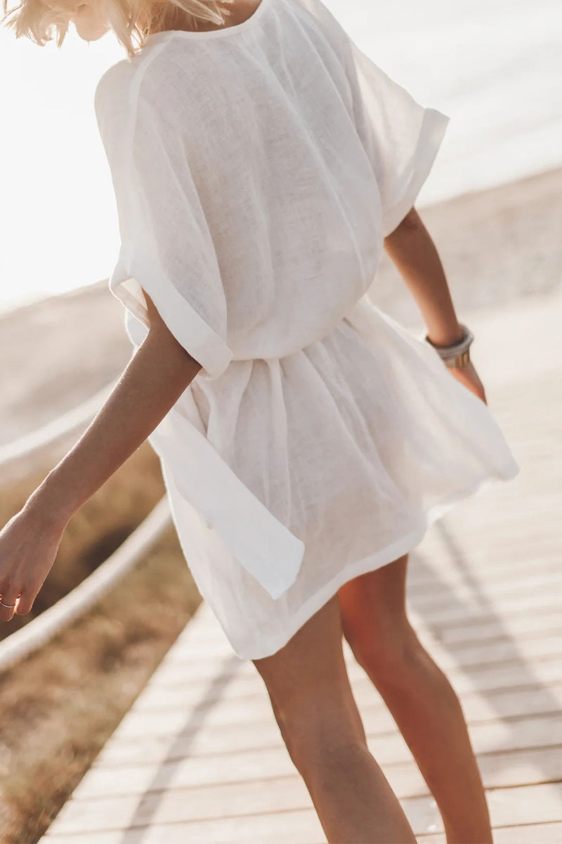 Casual Simplicity Solid Pocket V Neck A Line Dresses