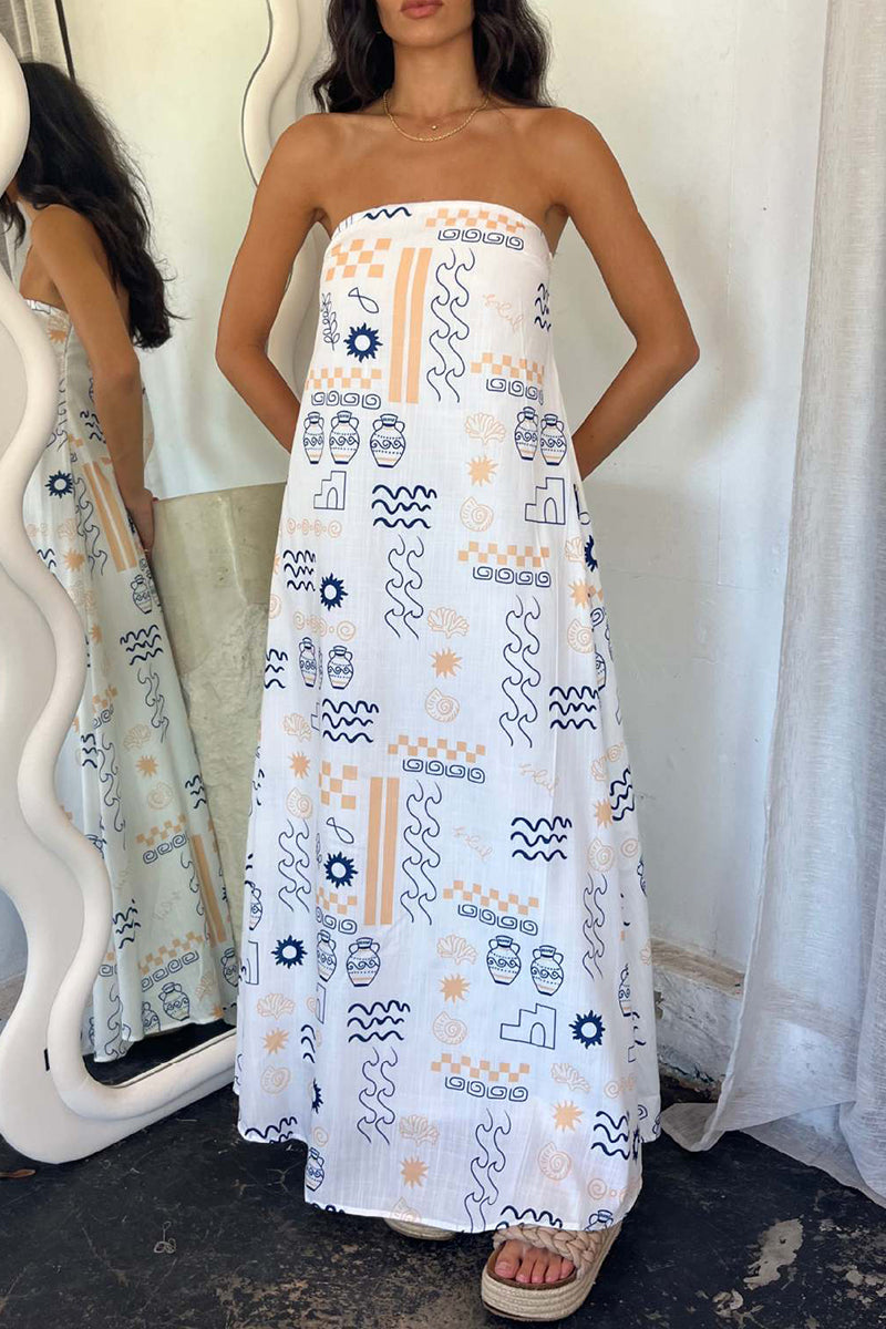 Sexy Daily Geometric Print Cartoon Print Strapless Strapless Dresses