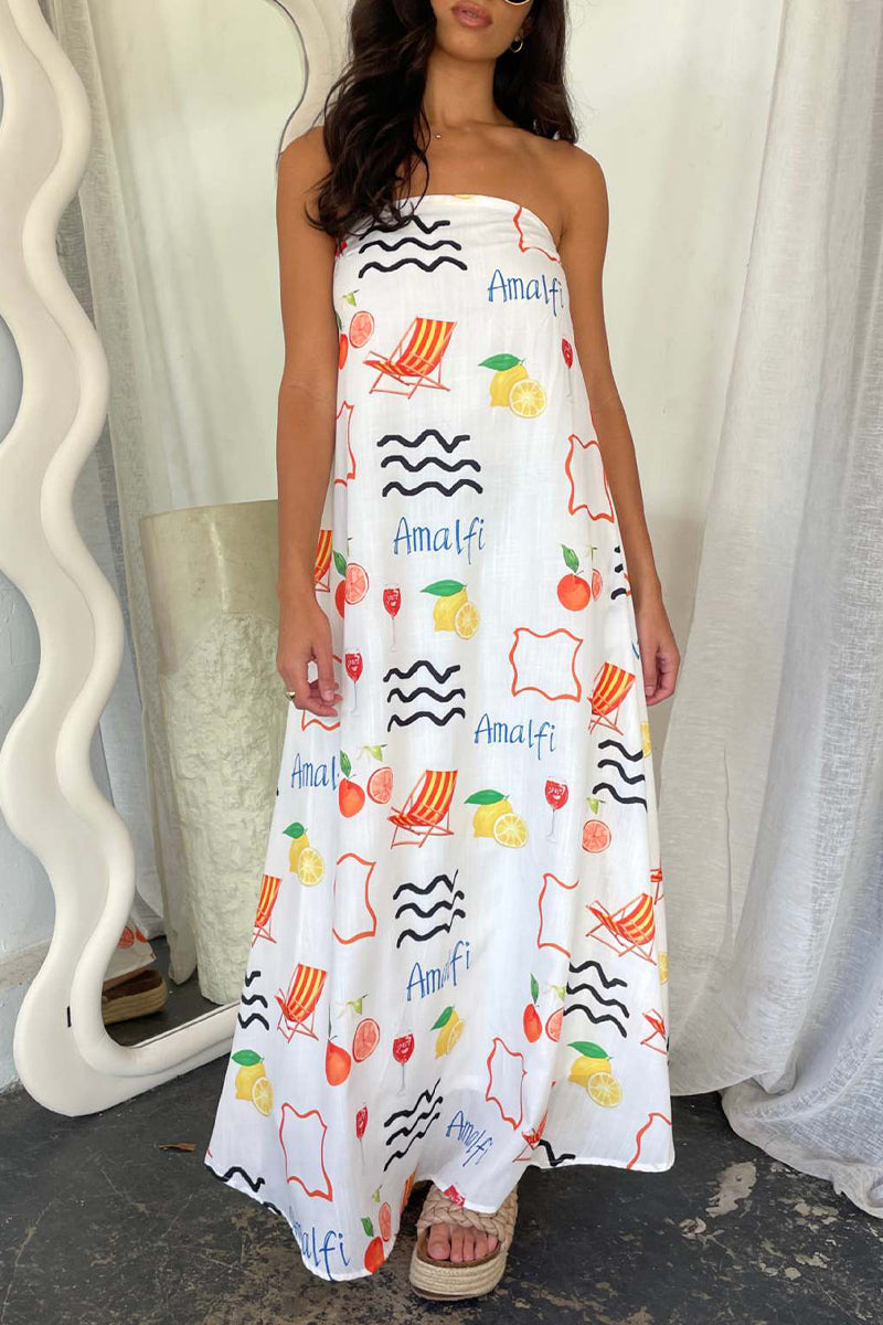 Sexy Daily Geometric Print Cartoon Print Strapless Strapless Dresses