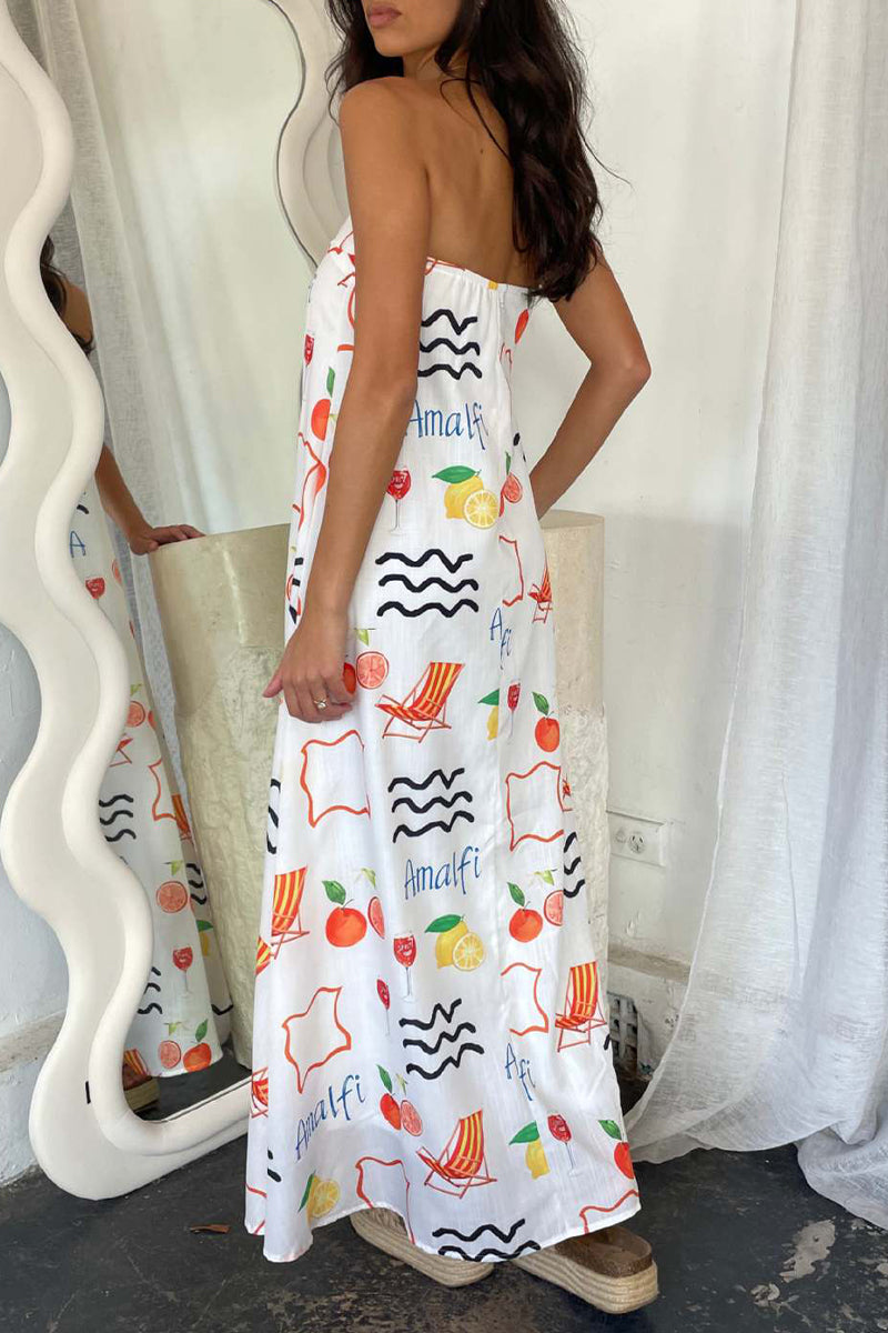 Sexy Daily Geometric Print Cartoon Print Strapless Strapless Dresses