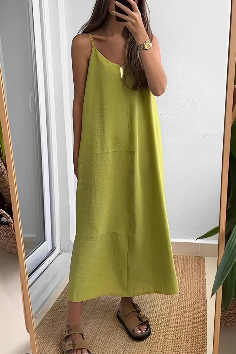 Casual Daily Solid Color V Neck Sling Dresses(7 Colors)