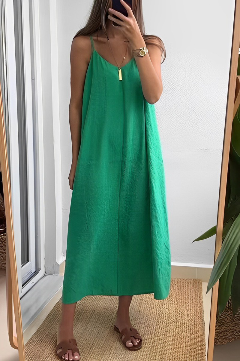 Casual Daily Solid Color V Neck Sling Dresses(7 Colors)