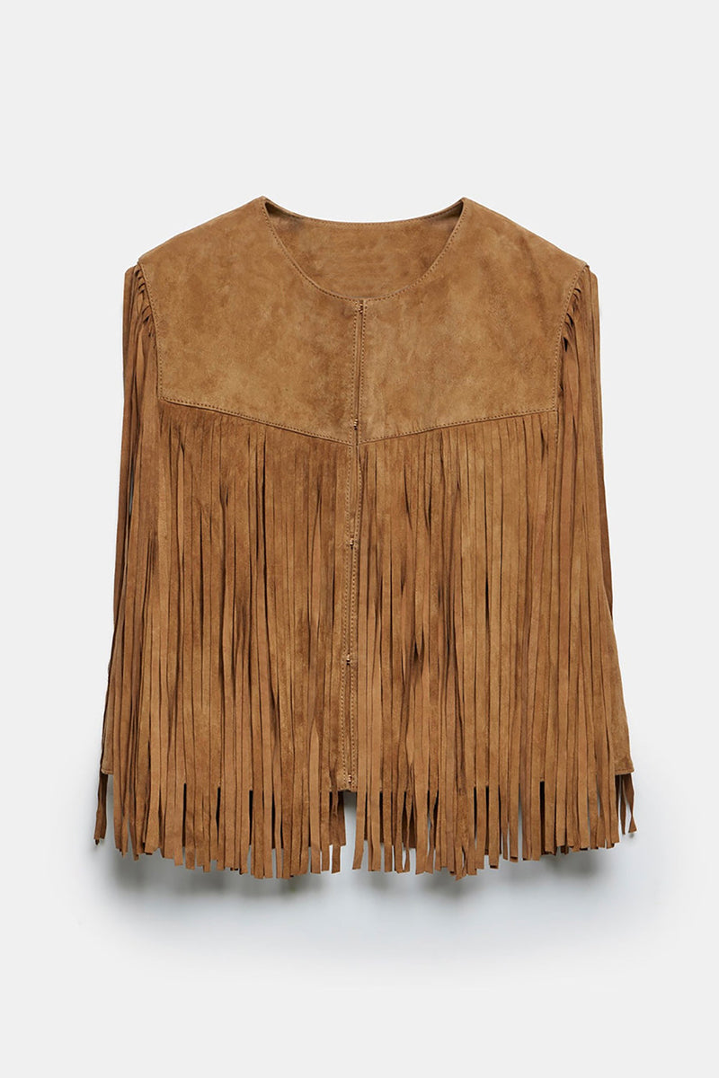 Casual Street Solid Color Fringed Trim O Neck Waistcoats