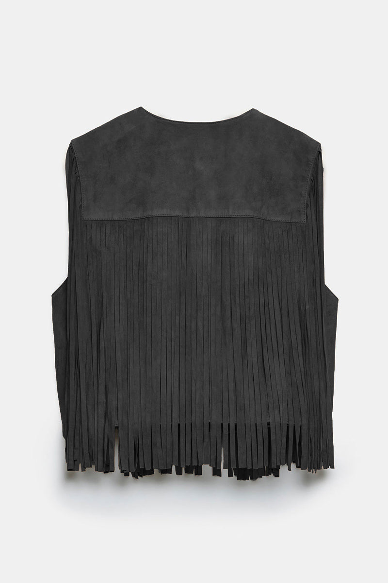 Casual Street Solid Color Fringed Trim O Neck Waistcoats