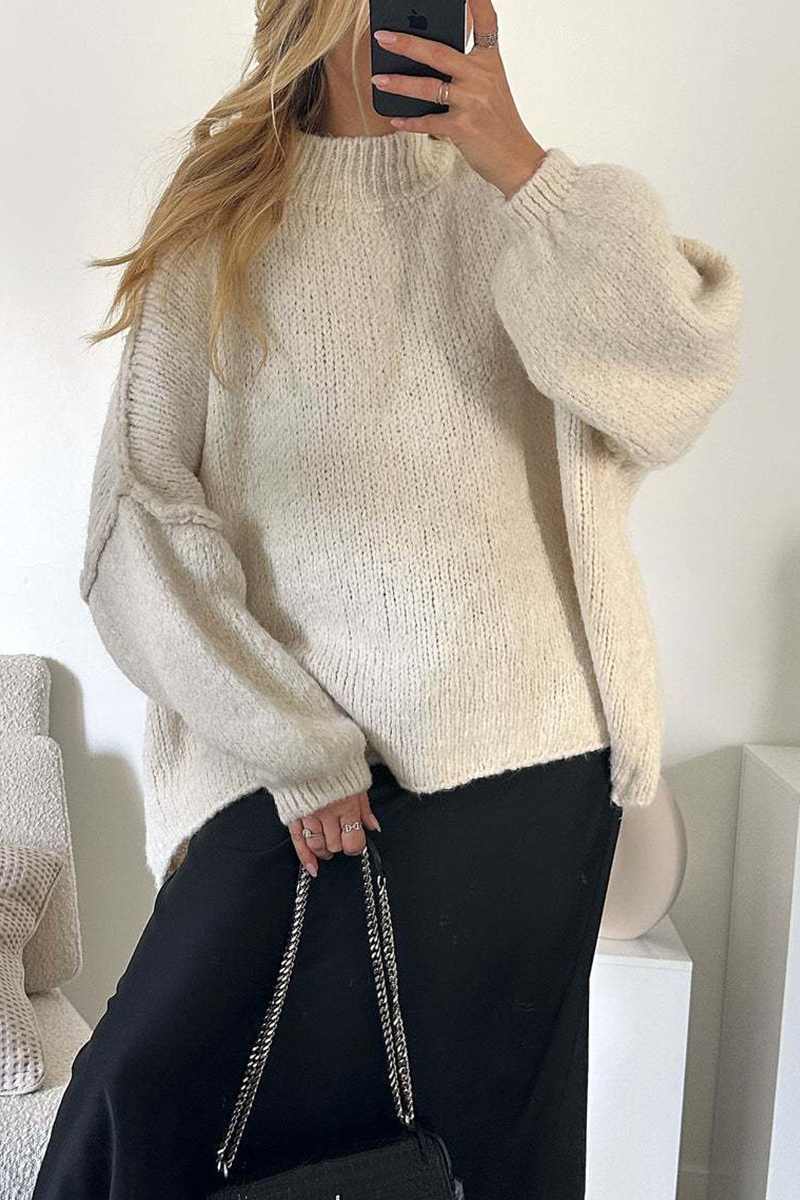 Casual Daily Patchwork Weave Half A Turtleneck Sweaters(5 Colors)