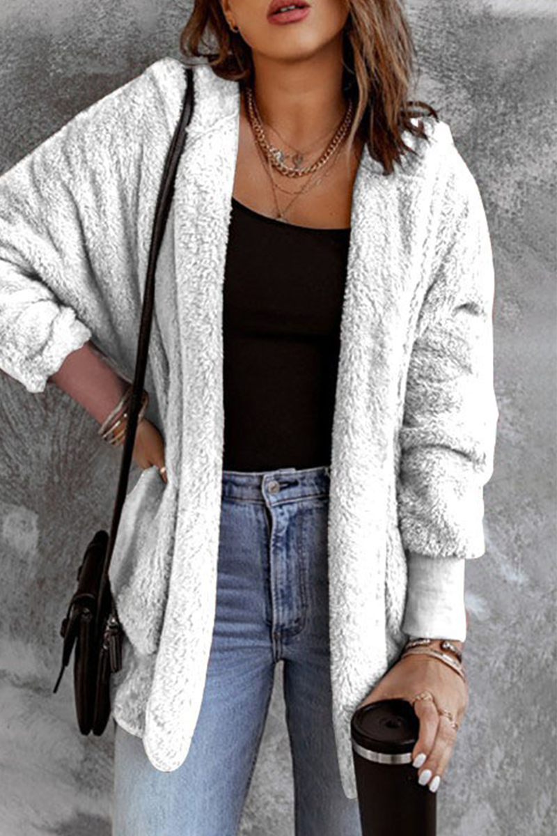 Casual Daily Fluffy Cardigan Collar Outerwear(5 Colors)