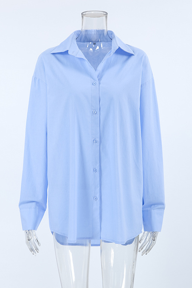 Casual Daily Buttons Turndown Collar Blouses