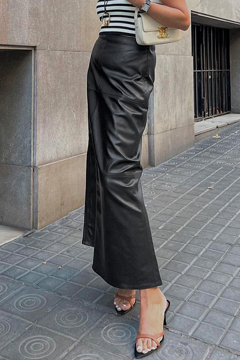 Elegant Patchwork Zipper Regular High Waist Bottoms