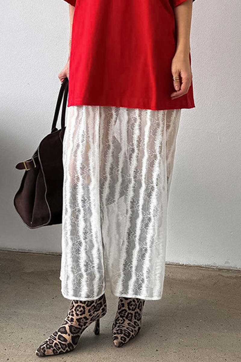 Sexy Hollow Out See-Through Loose High Waist Type A Bottoms