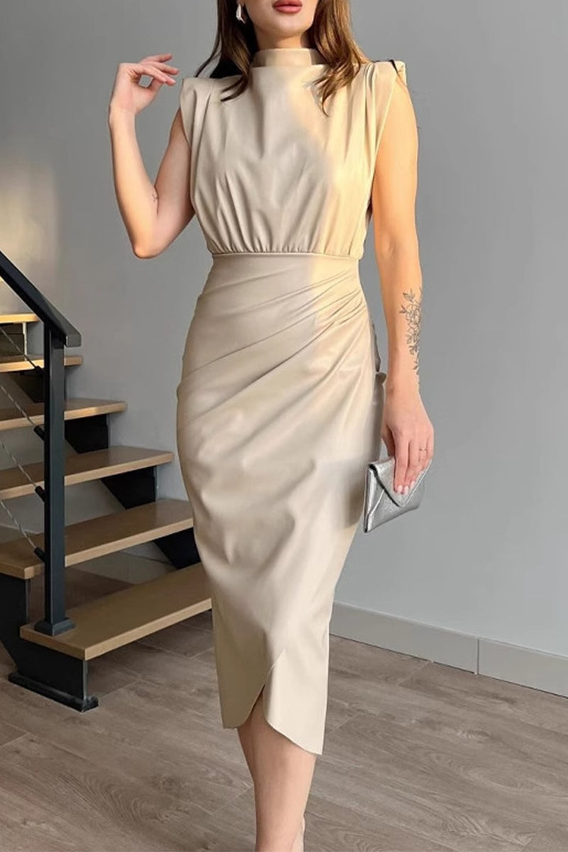 Sexy Ruched Half A Turtleneck Wrapped Skirt Dresses(4 Colors)