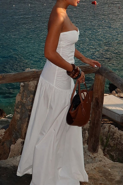 Sexy Solid Color Hollow Out Strapless Strapless Dresses