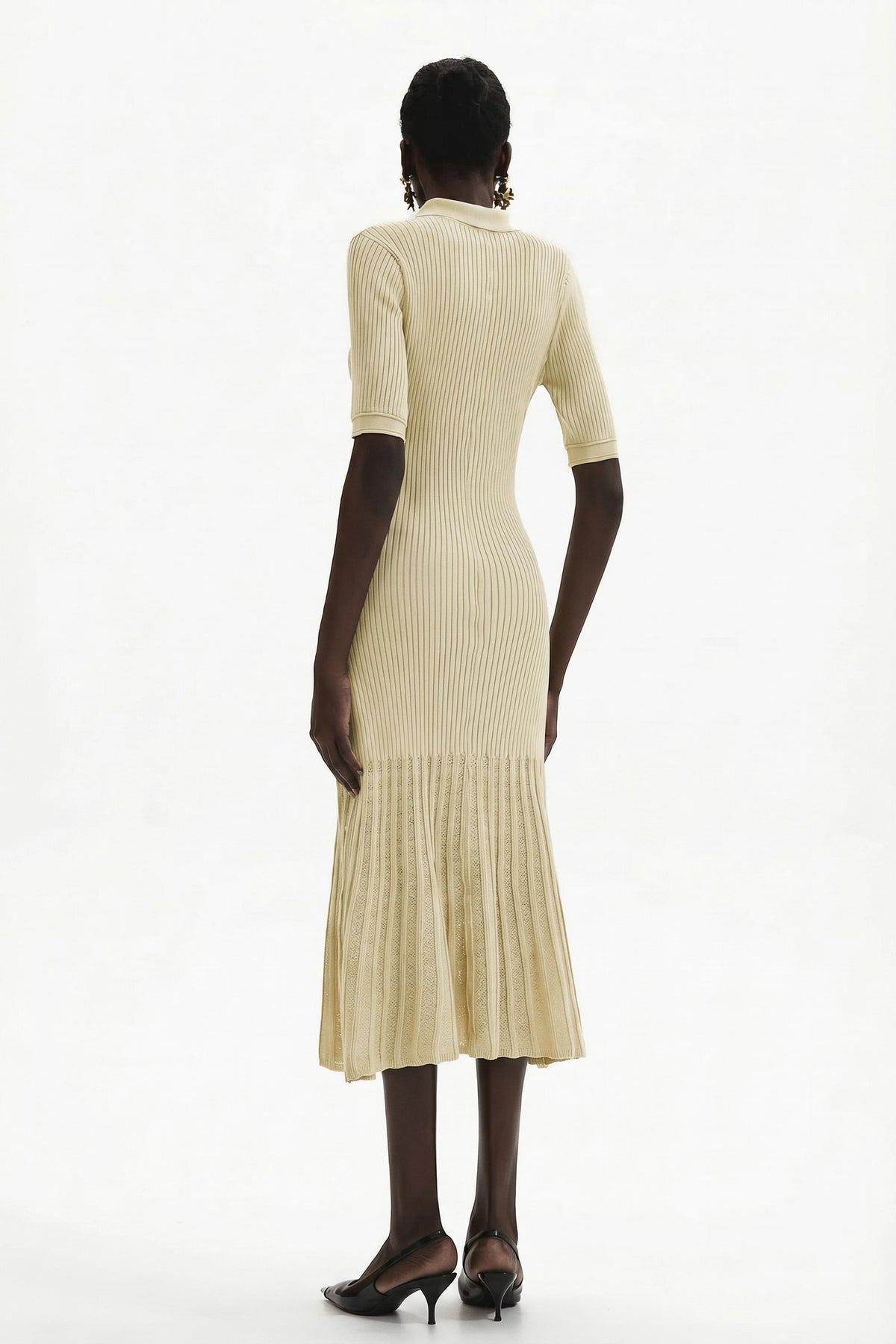 Jersey Flapped Metal Button Midi Dress