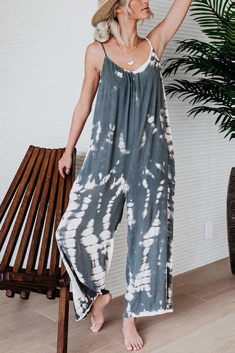 Omyke Loose Tie-dye Cute Jumpsuit