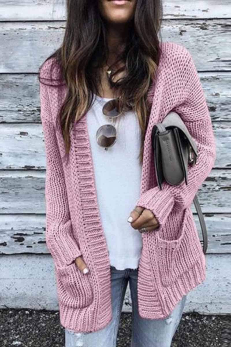 Florcoo Solid Loose Sleeve Sweater Cardigan