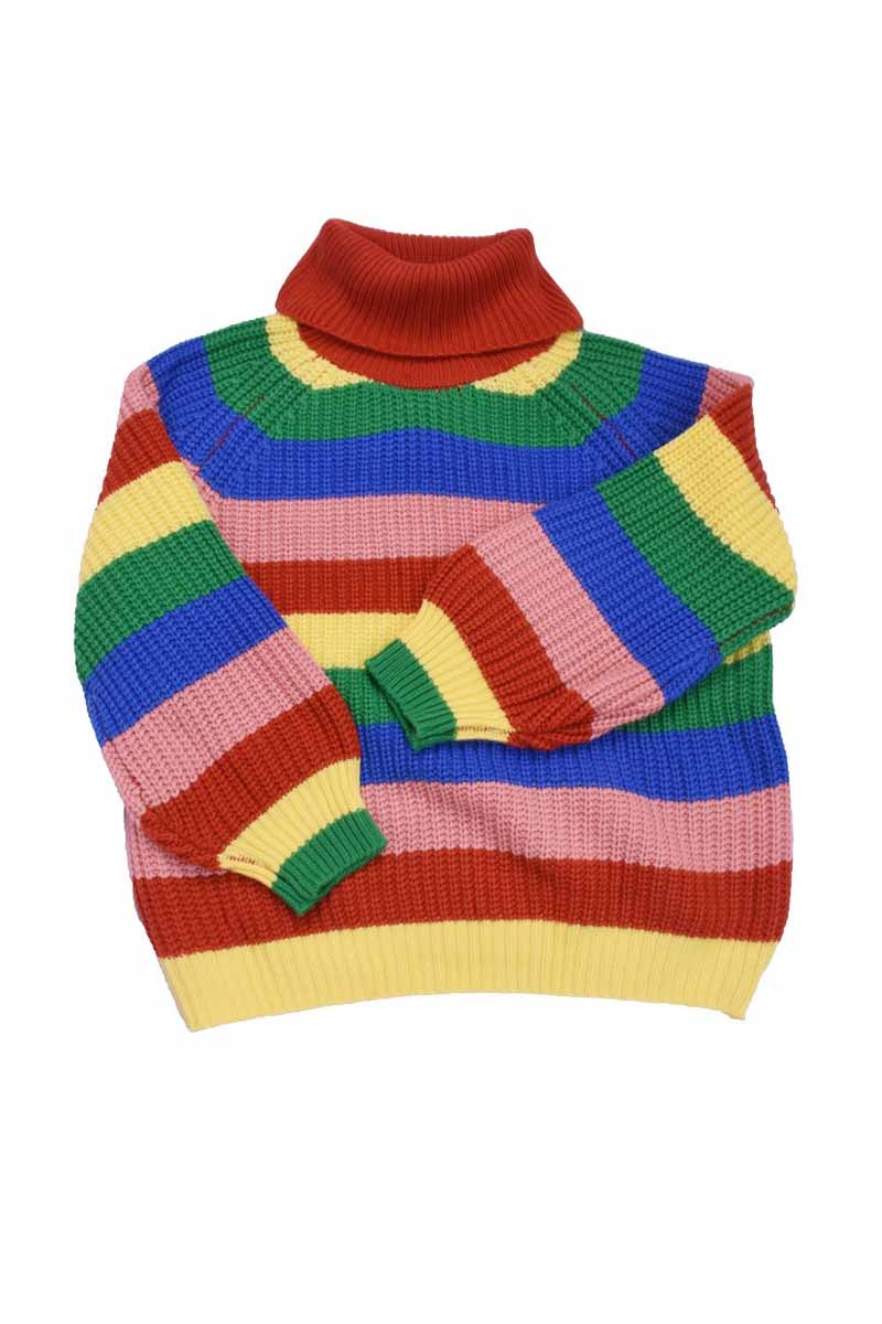 Omyke Rainbow Striped Loose-knit Sweater