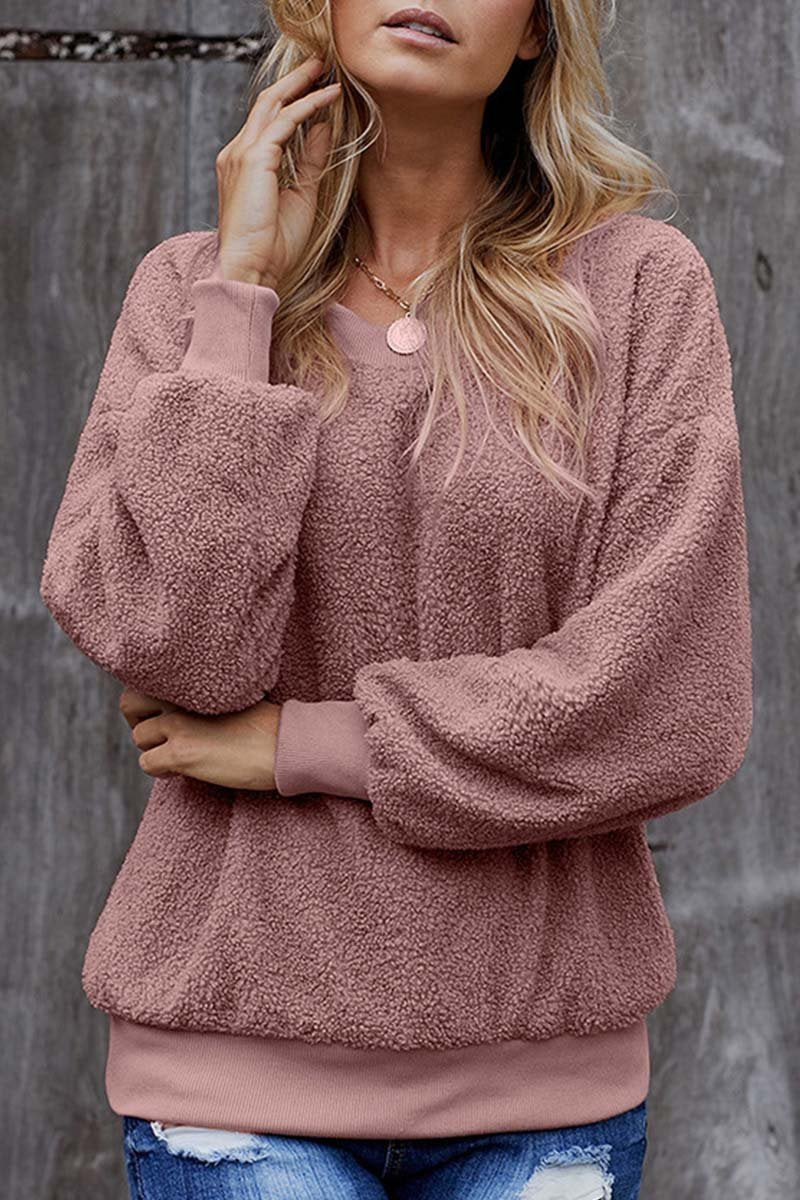 Florcoo Teddy Plush Sweater Casual Tops