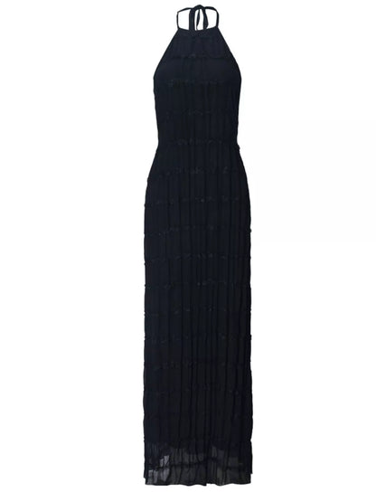 Ruched Halter Neck Maxi Dress