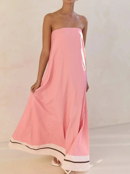 Smocked Printed Tube Maxi Dress