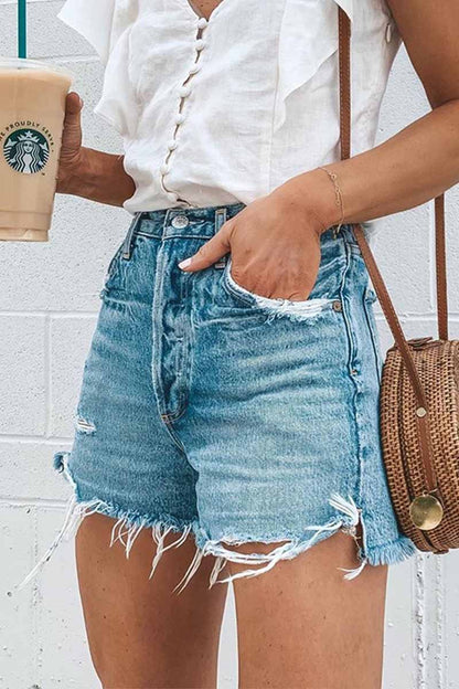 Florcoo Casual Bibbed Jeans Shorts