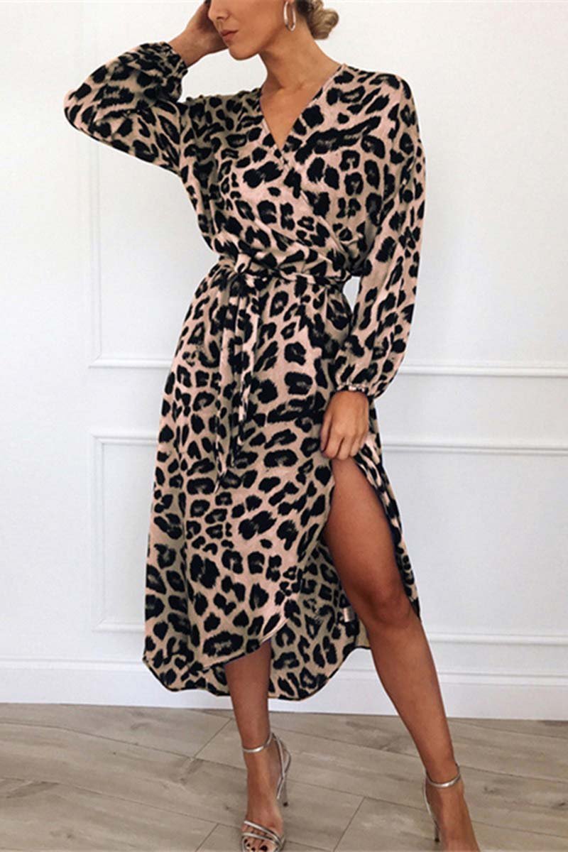 Florcoo V Neck Sexy Leopard Dress（4 colors）