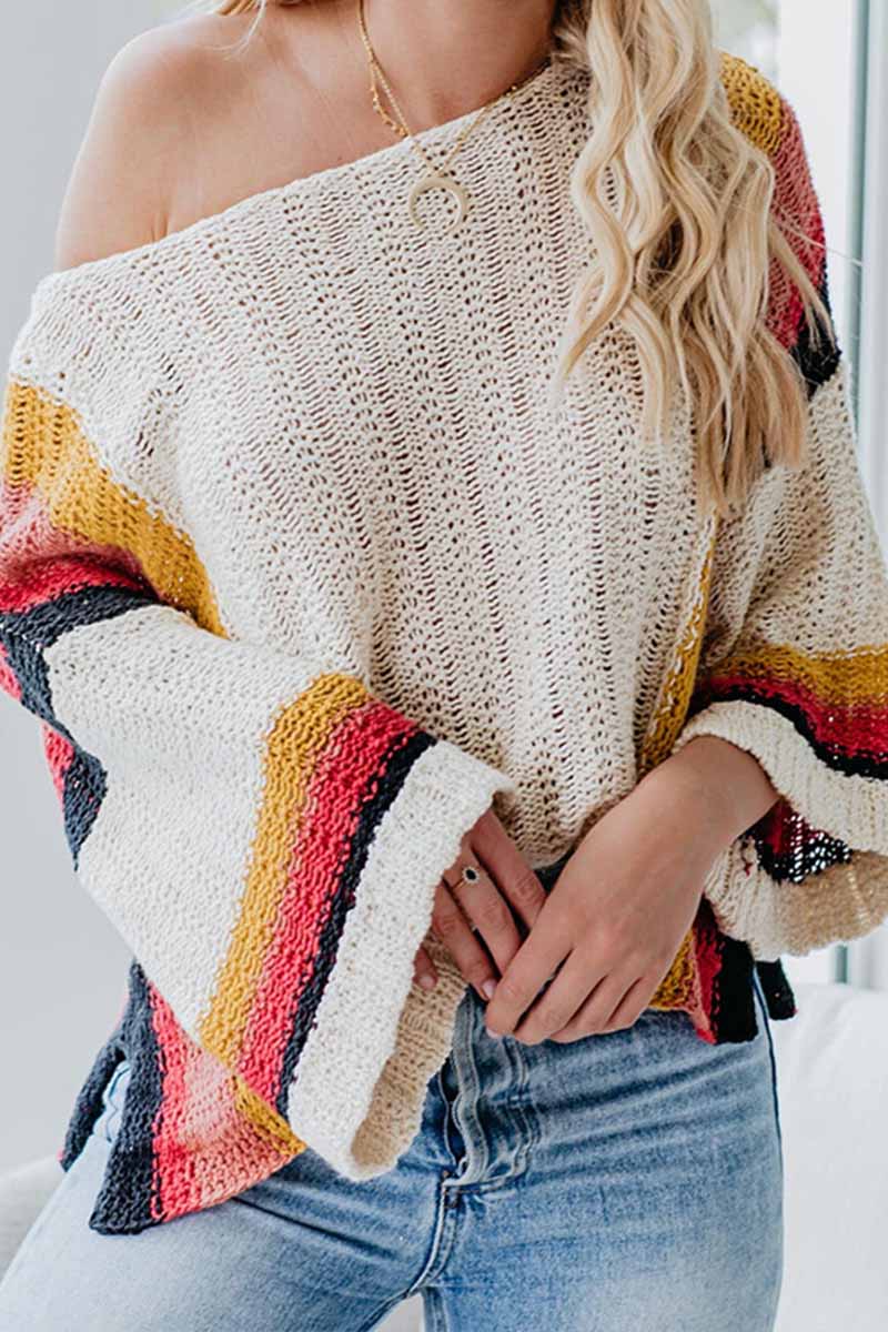 Florcoo Stitched Knitted Rainbow Sweater