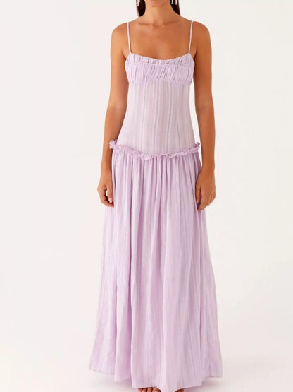 Frill Spaghetti Strap Maxi Dress
