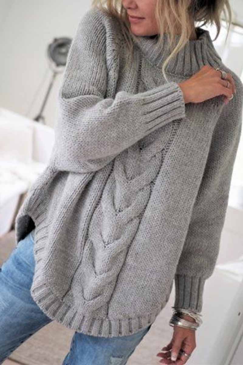 Turtleneck Loose Knitted Pullover Jumper Sweater(3 Colors)