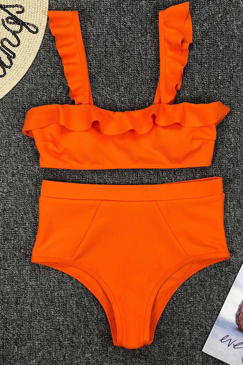 Omyke High Waist Ruffled Bikini Set(3 Colors)