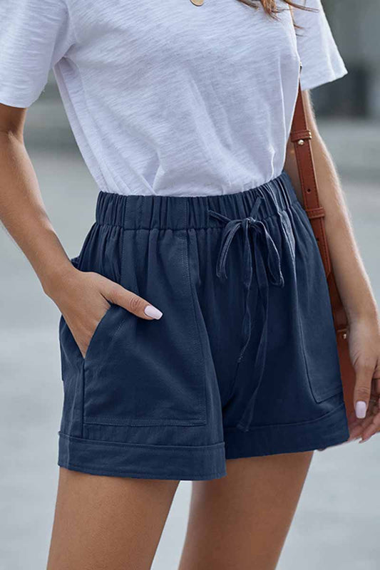Omyke Elastic High Waist Adjustable Shorts