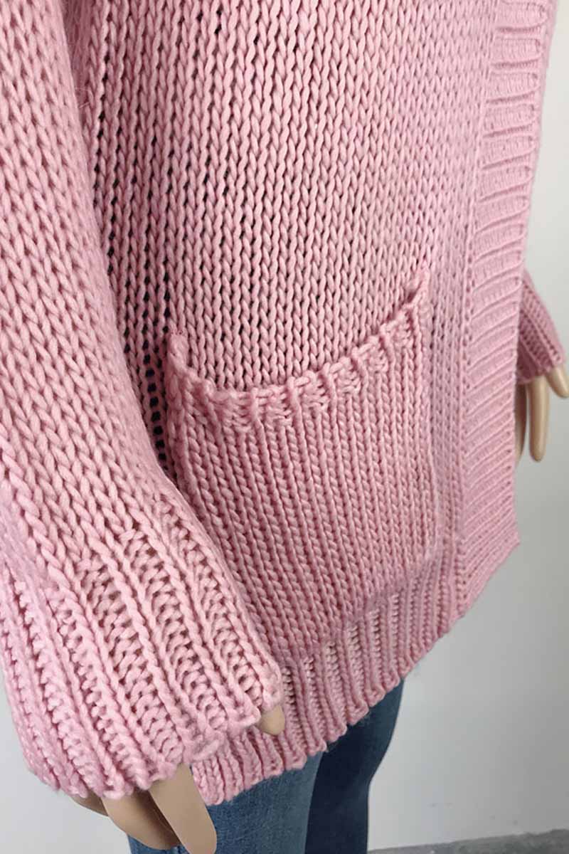 Florcoo Solid Loose Sleeve Sweater Cardigan