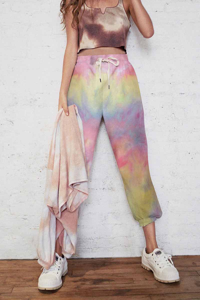Omyke Cotton Tie-dye Casual Trousers