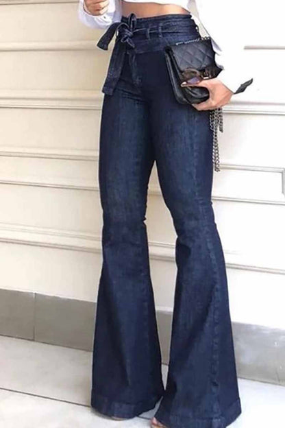 Omyke Denim High Waist Bell-Bottom Jeans