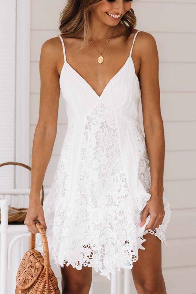 Omyke Sexy Lace Sling Halter Mini Dresses