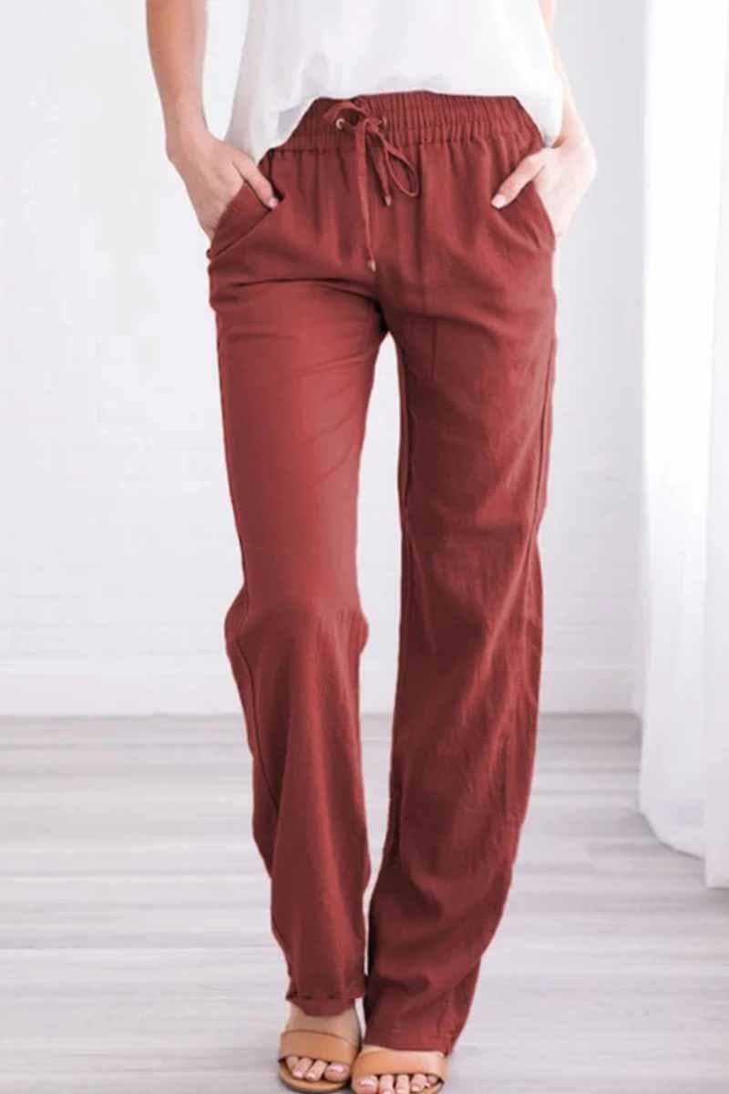 Omyke Pockets Drawstring Solid Loose Casual Fall Pants(6 Colors)