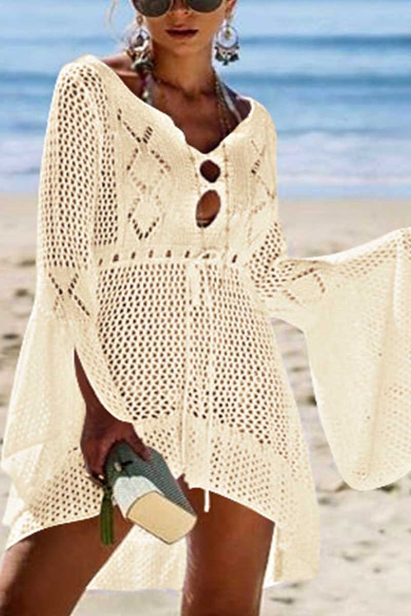 Omyke Hollow Knitted Beach Cover-up(4 Colors)
