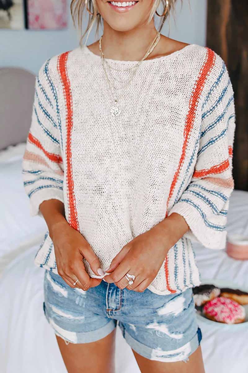 Florcoo Striped Colorblock Sweater