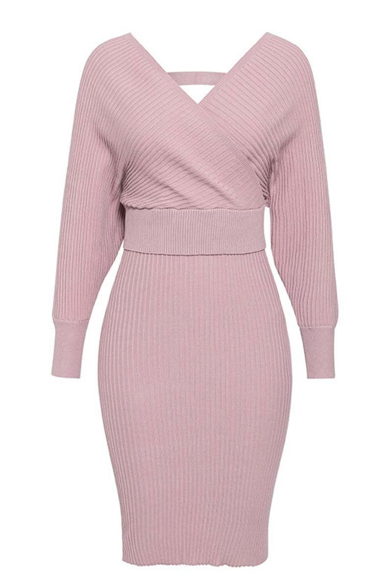 Florcoo Winter Sexy V Neck Dress